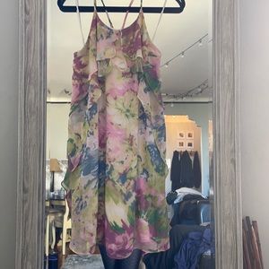 BCBG high neck watercolor dress size large